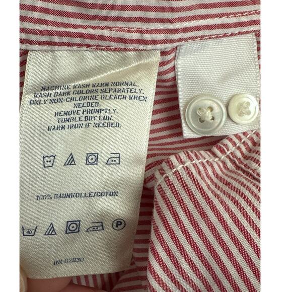 Lands' End red white striped long sleeves button shirt size XS - Picture 4 of 12